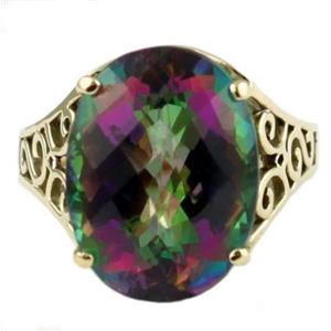 10K, 14K or 18K Gold Ladies Ring, Mystic Fire Topaz, R049