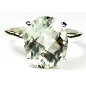 Sterling Silver Ladies Ring, Green Amethyst, SR055