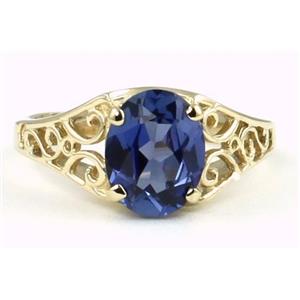 10K, 14K or 18K Gold Ladies Ring, Created Blue Sapphire, R005