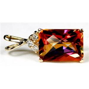 P042, Twilight Fire Topaz 14k Gold Pendant