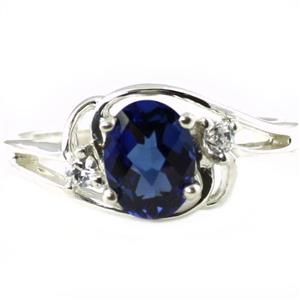 SR176, Created Blue Sapphire, 925 Sterling Silver Ring