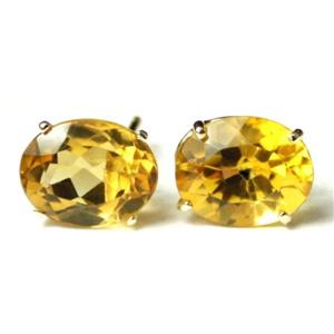 14k Gold Post Earrings, Citrine, E102