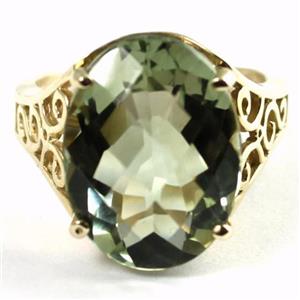 10K, 14K or 18K Gold Ladies Ring, Green Amethyst, R049