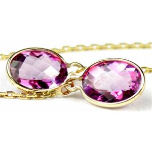 14k Gold Threader Earrings, Pure Pink Topaz, E005