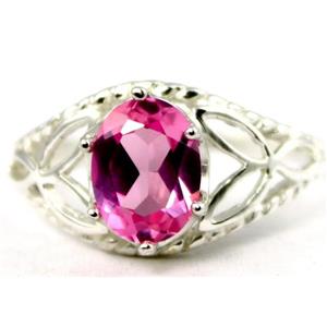 SR137, Created Pink Sapphire, 925 Sterling Silver Ring
