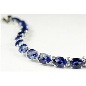 SB002, Created Blue Sapphire, 925 Sterling Silver Bracelet
