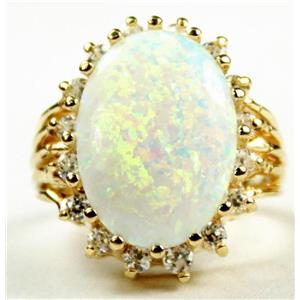 10K, 14K or 18K Gold Ladies Ring, Created White Opal, R270