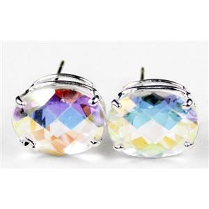 925 Sterling Silver Post Earrings, Mercury Mist Topaz, SE202