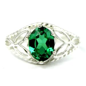 SR137, Russian Nanocrystal Emerald, 925 Sterling Silver Ring