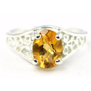 Sterling Silver Ladies Ring, Citrine, SR005