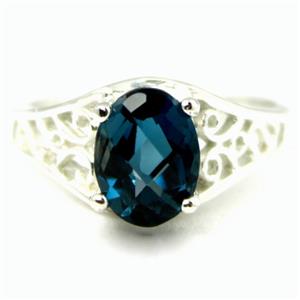 Sterling Silver Ladies Ring, London Blue Topaz, SR005