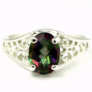 Sterling Silver Ladies Ring, Mystic Fire Topaz, SR005