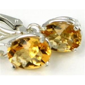 925 Sterling Silver Leverback Earrings, Citrine, SE007