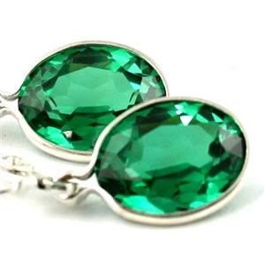 925 Sterling Silver Leverback Earrings, Russian Nanocrystal Emerald, SE101