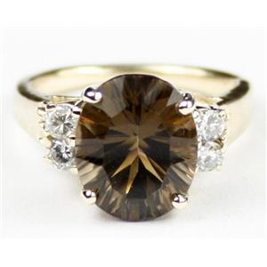 10K, 14K or 18K Gold Ladies Ring, Smoky Quartz, R123