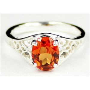 Sterling Silver Ladies Ring, Created Padparadscha Sapphire, SR005