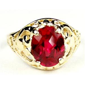 10K, 14K or 18K Gold Ladies Ring, Created Ruby, R004