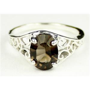 Sterling Silver Ladies Ring, Smoky Quartz, SR005