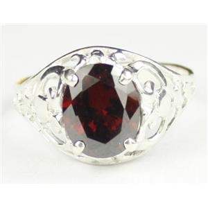 Sterling Silver Ladies Ring, Garnet CZ, SR004