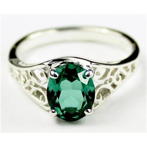 Sterling Silver Ladies Ring, Russian Nanocrystal Emerald, SR005