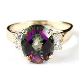 10K, 14K or 18K Gold Ladies Ring, Mystic Fire Topaz, R123