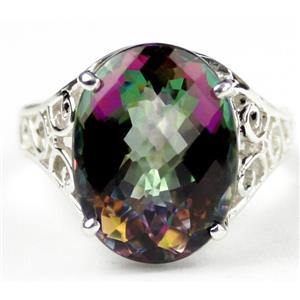 Sterling Silver Ladies Ring, Mystic Fire Topaz, SR049