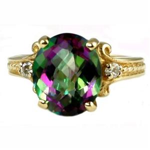 10K, 14K or 18K Gold Ladies Ring, Mystic Fire Topaz, R136