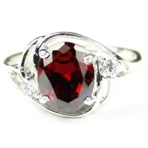 Sterling Silver Ladies Ring, Garnet CZ, SR021