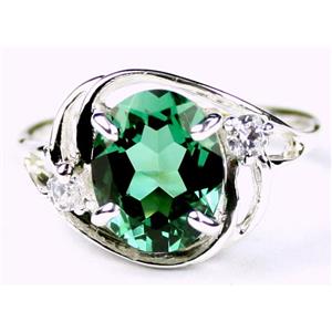 Sterling Silver Ladies Ring, Russian Nanocrystal Emerald, SR021
