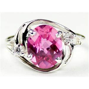 Sterling Silver Ladies Ring, Pure Pink Topaz, SR021