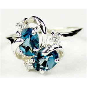 Sterling Silver Ladies Ring, London Blue Topaz, SR016