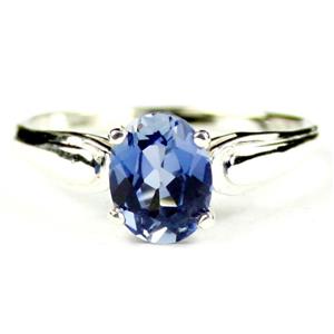 SR058, Created Blue Sapphire, 925 Sterling Silver Ring