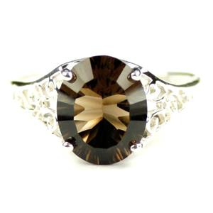SR057, Smoky Quartz, 925 Sterling Silver ring