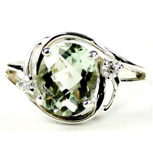Sterling Silver Ladies Ring, Green Amethyst, SR021