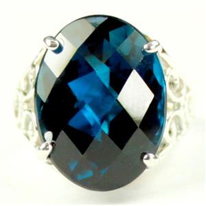 Sterling Silver Ladies Ring, London Blue Topaz, SR049