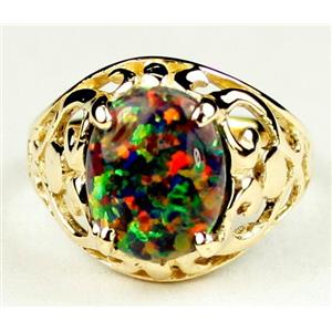 10K, 14K or 18K Gold Ladies Ring, Created Black Opal, R004