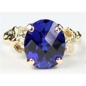 10K, 14K or 18K Gold Angel Ring, Created Blue Sapphire, R154