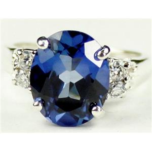 Created Blue Sapphire, 925 Sterling Silver Ring, SR123