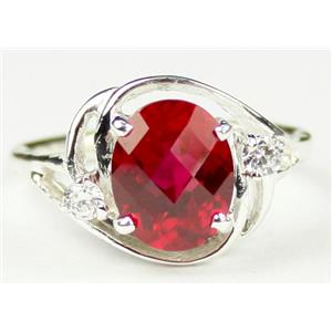 Sterling Silver Ladies Ring, Created Ruby, SR021