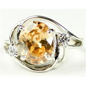 Sterling Silver Ladies Ring, Champagne CZ, SR021
