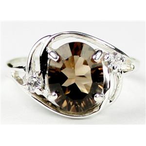 Sterling Silver Ladies Ring, Smoky Quartz, SR021
