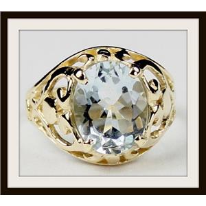 10K, 14K or 18K Gold Ladies Ring, Aquamarine, R004