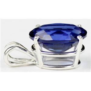 925 Sterling Silver Pendant, Created Blue Sapphire,  SP006