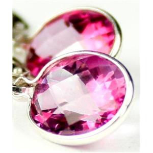925 Sterling Silver Leverback Earrings, Pure Pink Topaz, SE101