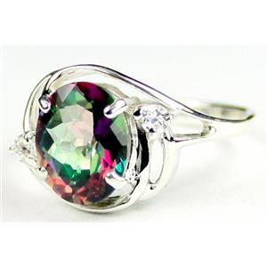 Sterling Silver Ladies Ring, Mystic Fire Topaz, SR021