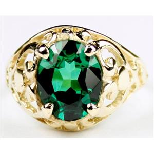 10K, 14K or 18K Gold Ladies Ring, Russian Nanocrystal Emerald, R004