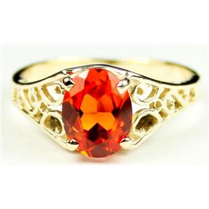 10K, 14K or 18K Gold Ladies Ring, Created Padparadscha Sapphire, R005