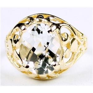 10K, 14K or 18K Gold Ladies Ring, Silver Topaz, R004