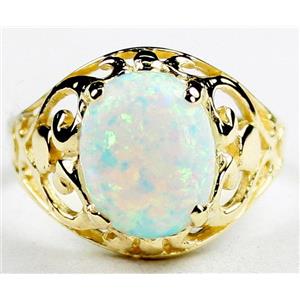 10K, 14K or 18K Gold Ladies Ring, Created White Opal, R004