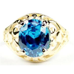 10K, 14K or 18K Gold Ladies Ring, Swiss Blue CZ, R004